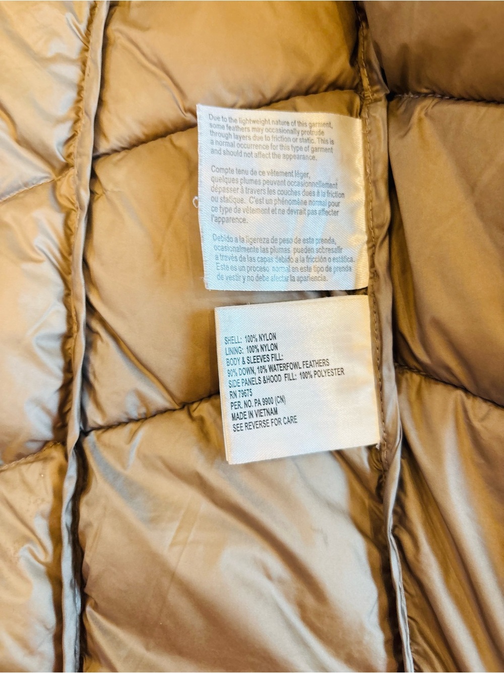Michael Kors Packable Down Brown Quilted Hooded Puffer Jacket size Large - Picture 6 of 12